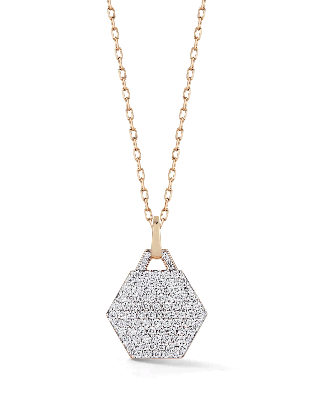 Dora 18k Rose Gold All Diamond Small Hexagon Charm
