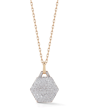 Dora 18k Rose Gold All Diamond Small Hexagon Charm