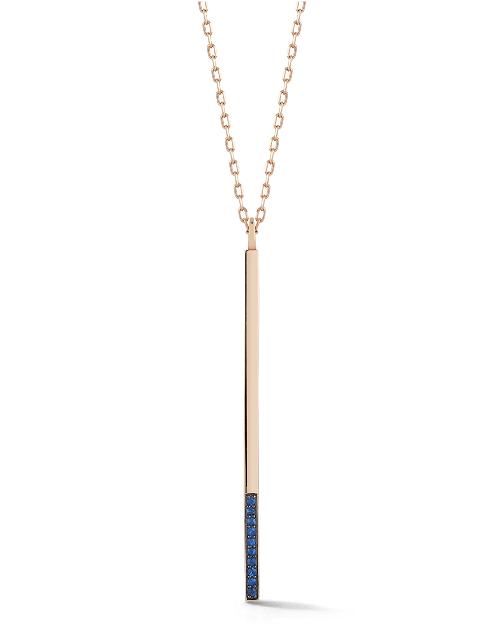 Grant 18k Rose Gold and Blue Sapphire Bar Charm
