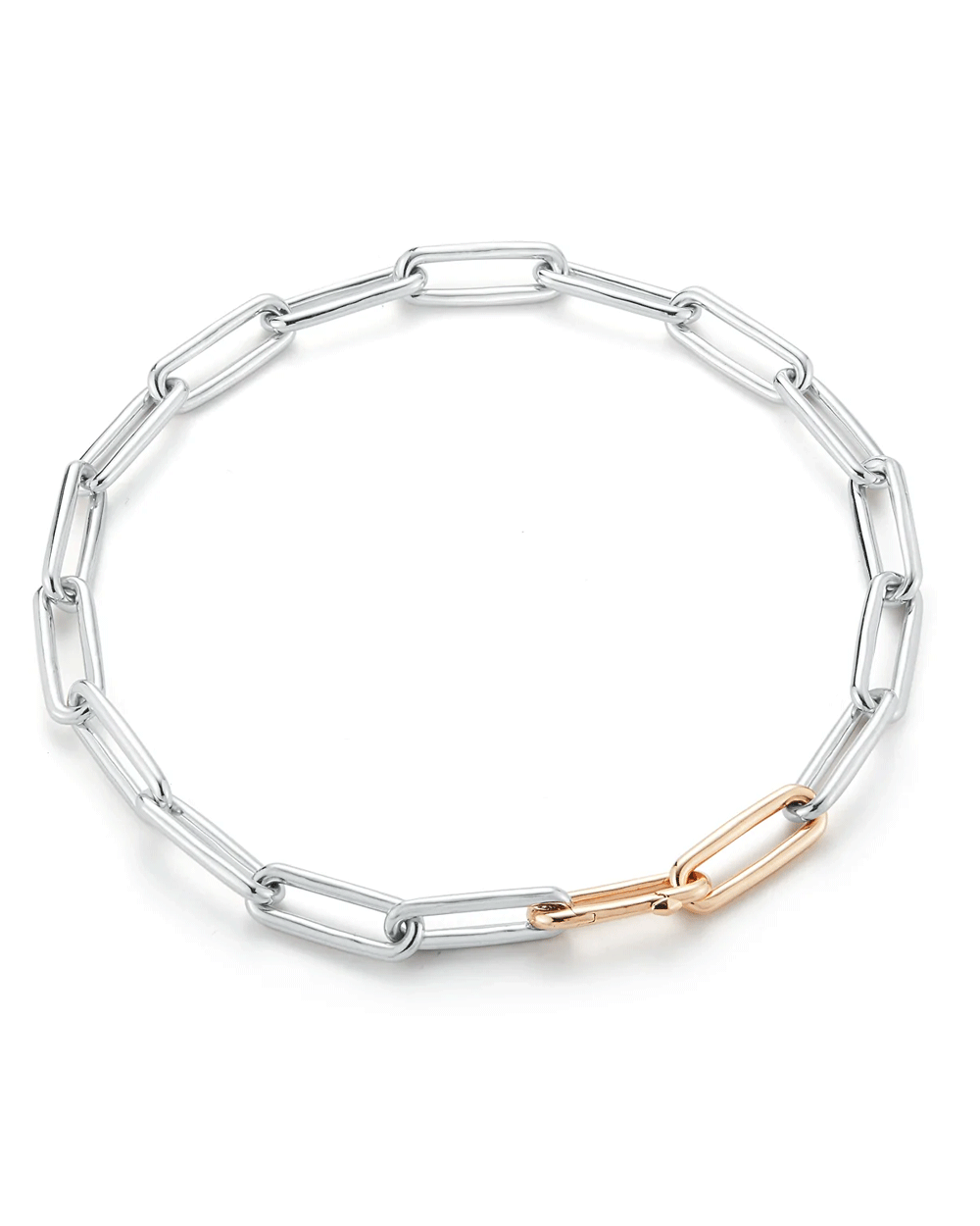 Saxon Two Tone Elongated Chain Link Necklace