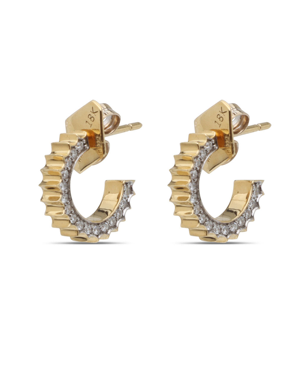 Clive Fluted Diamond Huggie Earrings