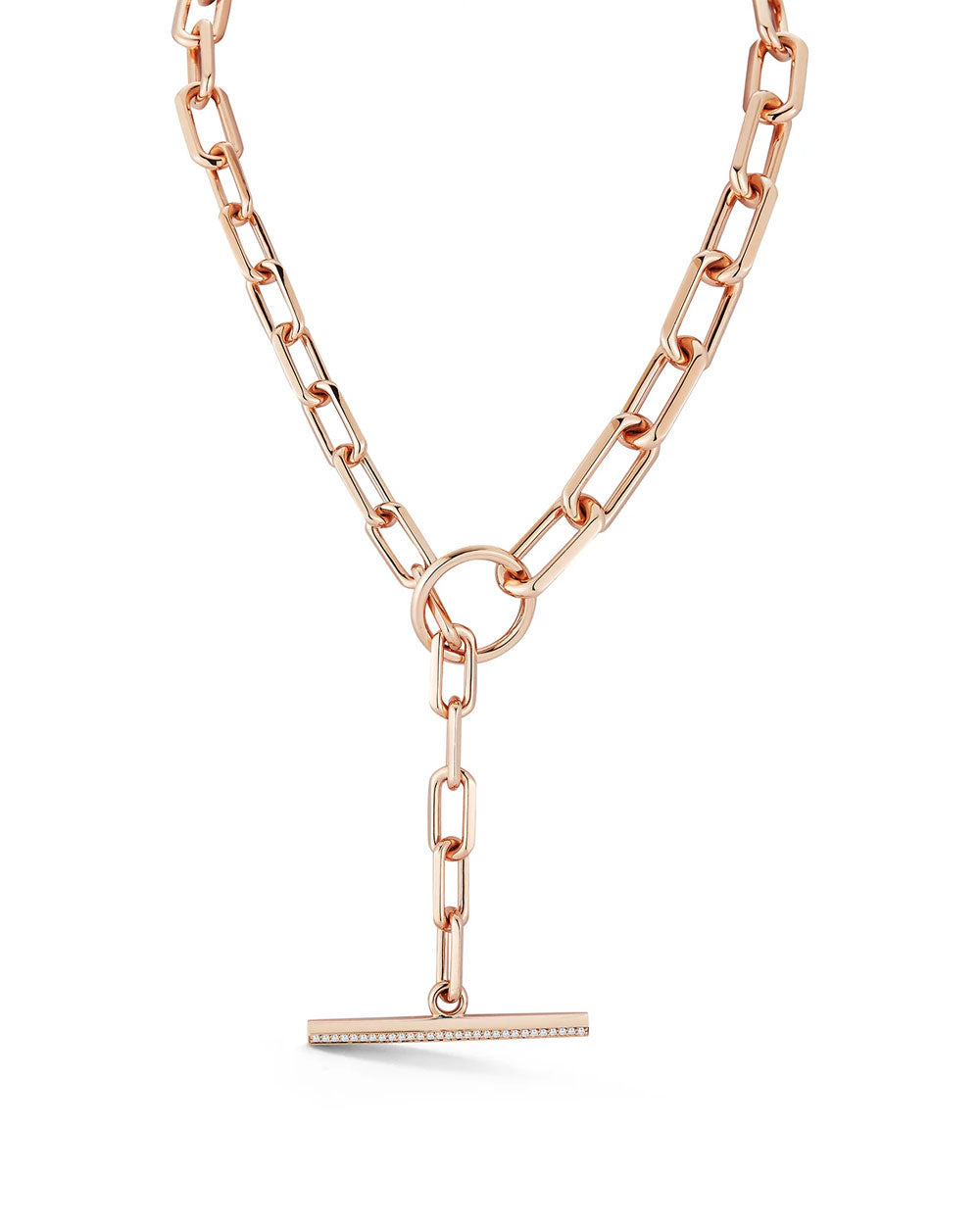 Saxon Graduated Link Chain and Diamond Toggle Necklace
