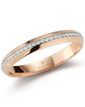 18k Rose Gold Angled Diamond Bangle Bracelet