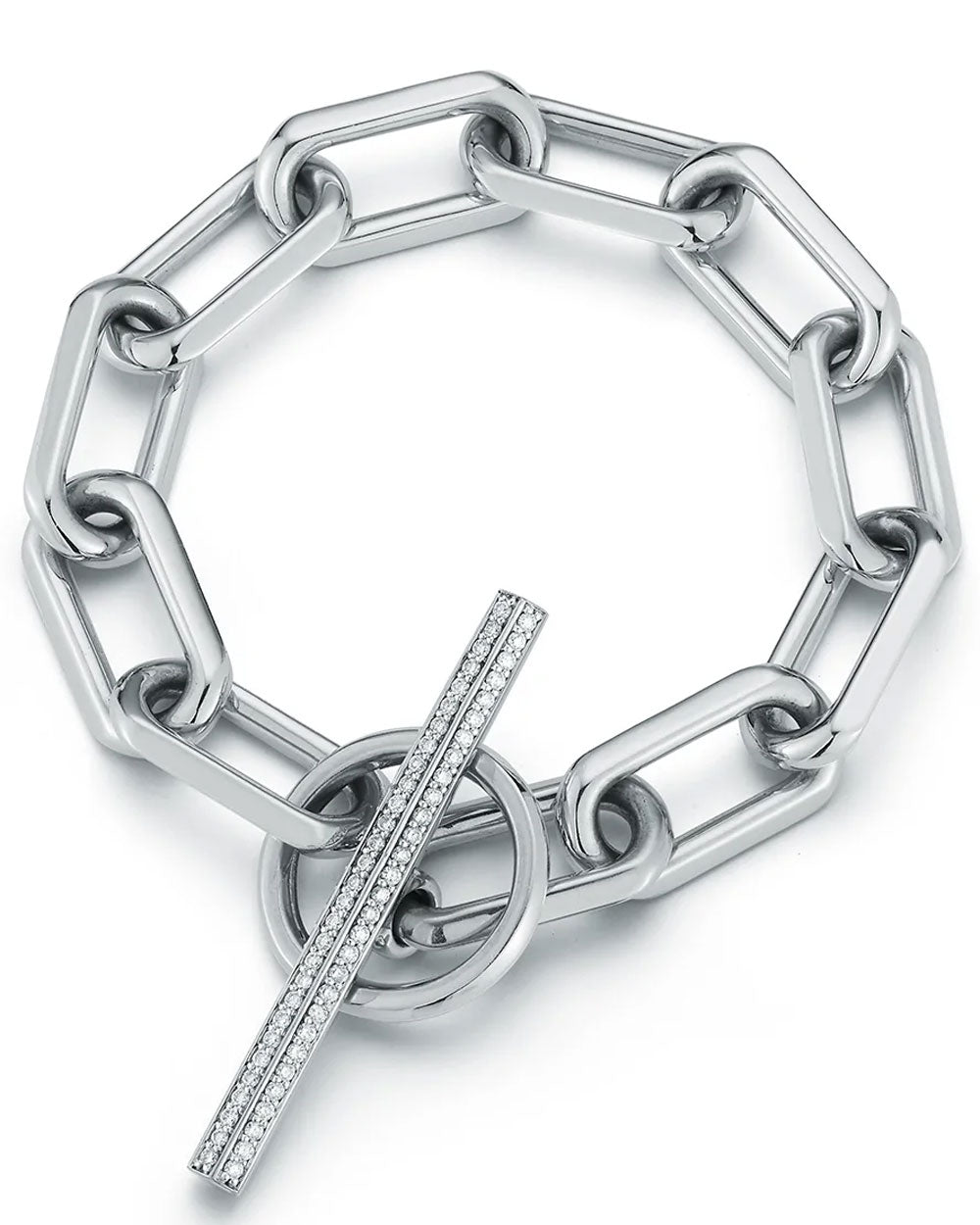 18k White Gold Saxon Diamond Jumbo Chain Link Bracelet