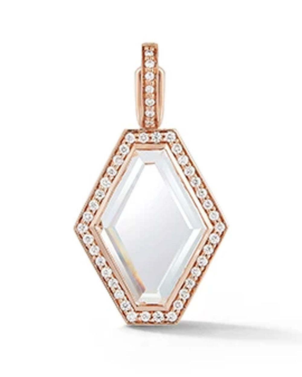 Bell Rose Gold, Diamond and Rock Crystal Mini Hexagon Charm