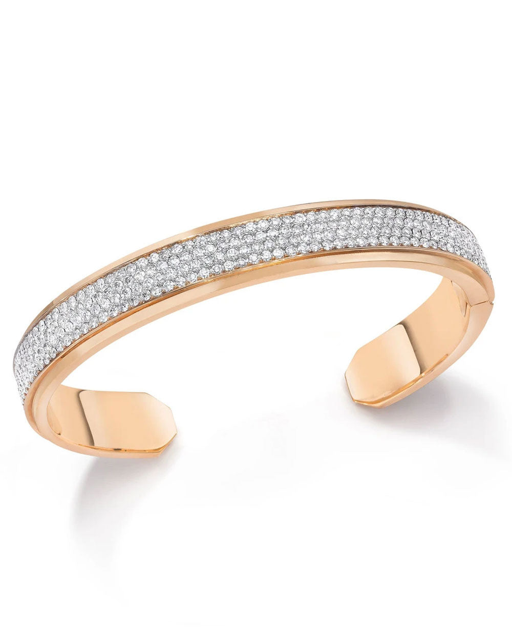 Carrington Two Tone Pave Diamond Hinged Cuff Bracelet