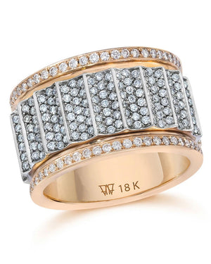 Clive Two Tone All Diamond Wide Fluted Band Ring