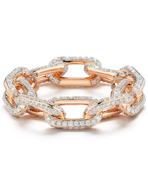 Saxon Rose Gold Large All Diamond Chain Link Ring