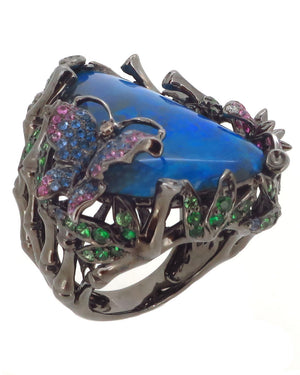 Opal and Sapphire Butterfly Ring