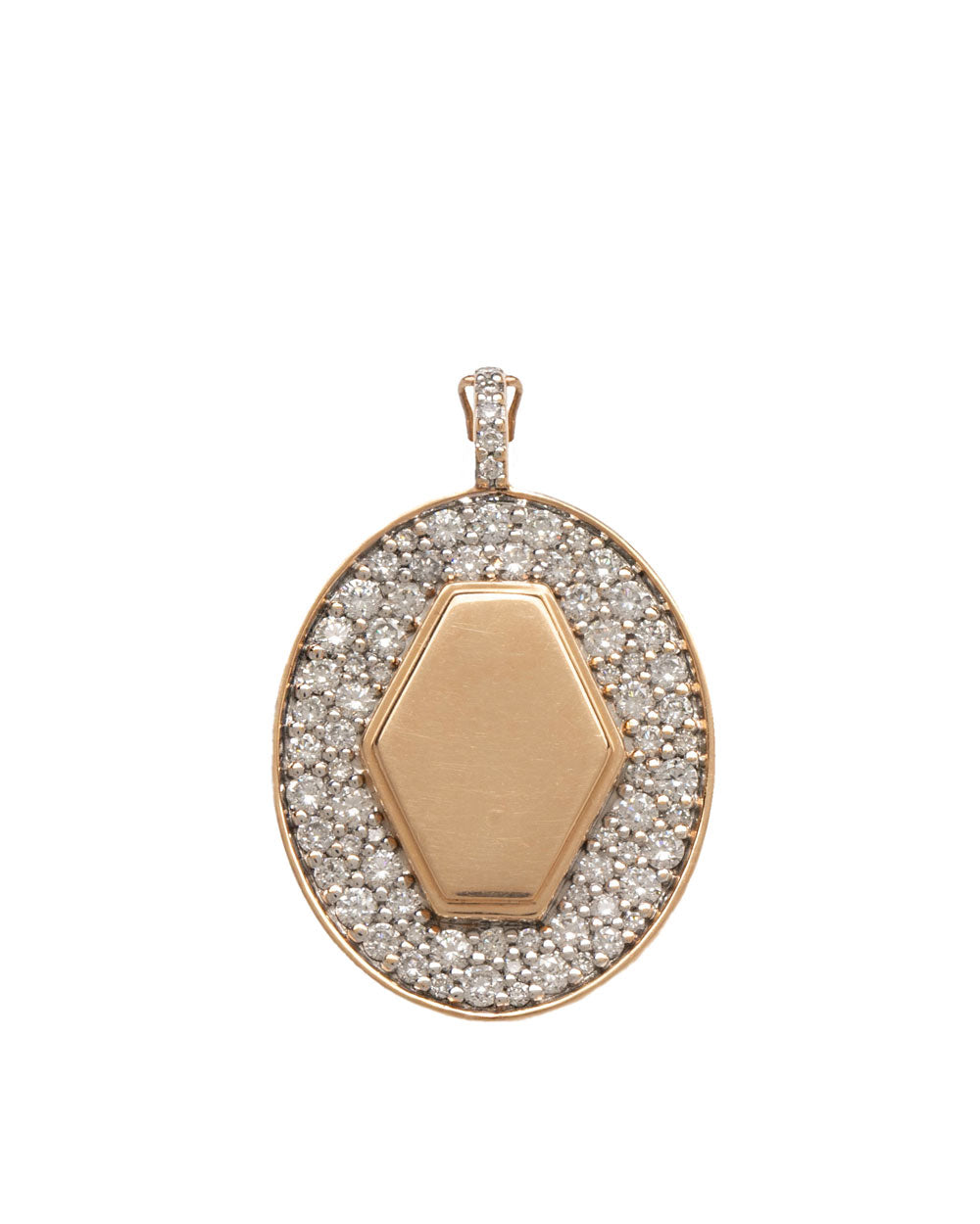 18k Rose Gold Pendant with White Diamonds and Signature Hexagon Charm
