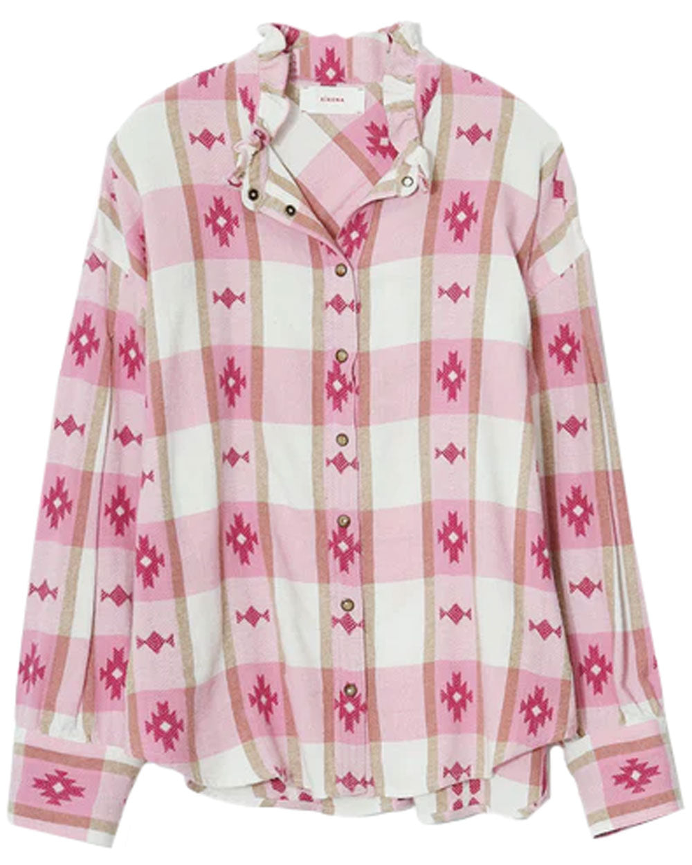 Ivory Pink Check Jensen Flannel Shirt