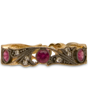 Yellow Gold Diamond and Ruby Band Ring