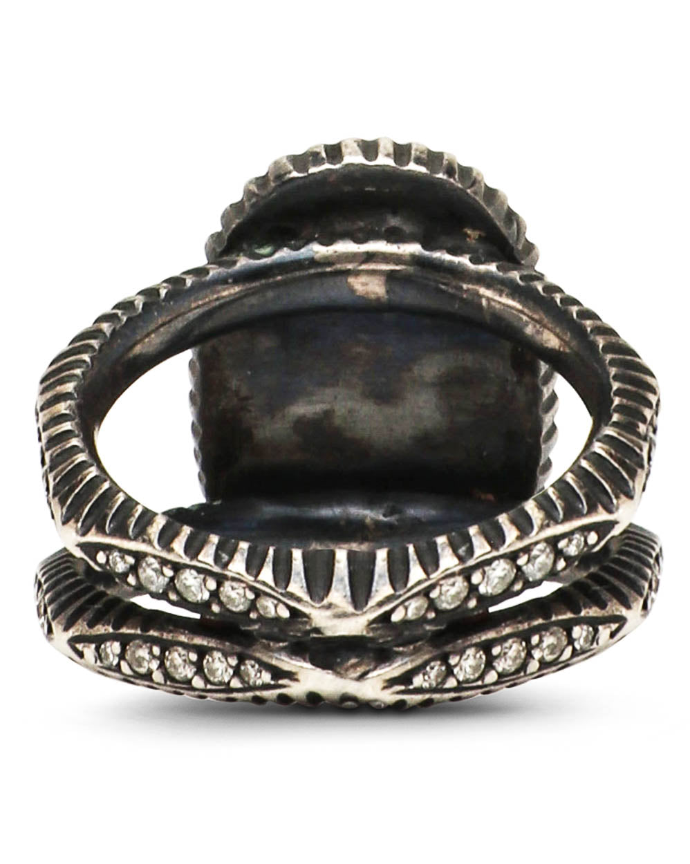 Oxidized Gilver and Rose Cut Diamond Ring