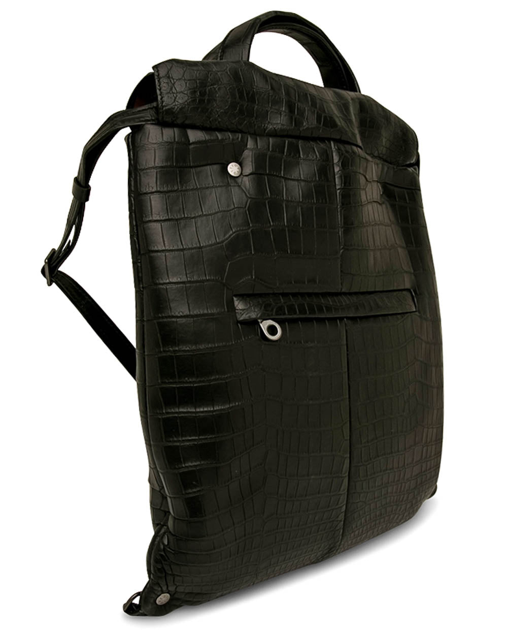 CYRILLE black matt crocodile backpack