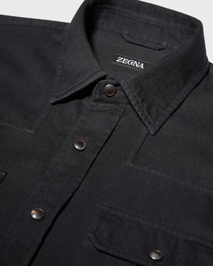 Black Denim Long Sleeve Shirt