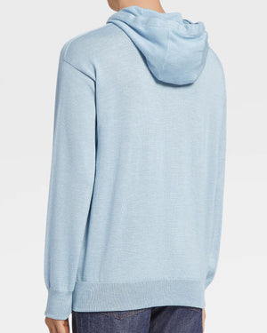 Faded Blue Knit Hoodie