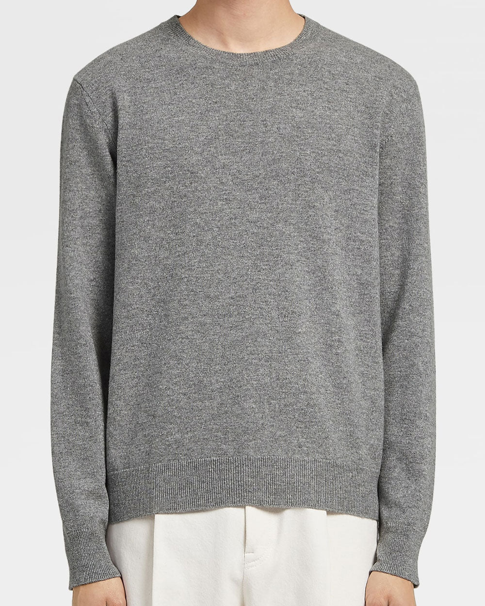 Grey Oasi Cashmere Crewneck Sweater