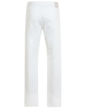White Cotton Blend Slim Fit Casual Pant