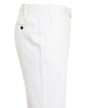 White Cotton Blend Slim Fit Dress Trouser