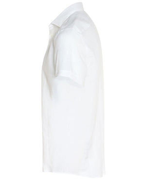 White Heathered Linen Short Sleeve Sportshirt