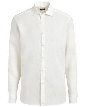 White Pure Linen Sport Shirt