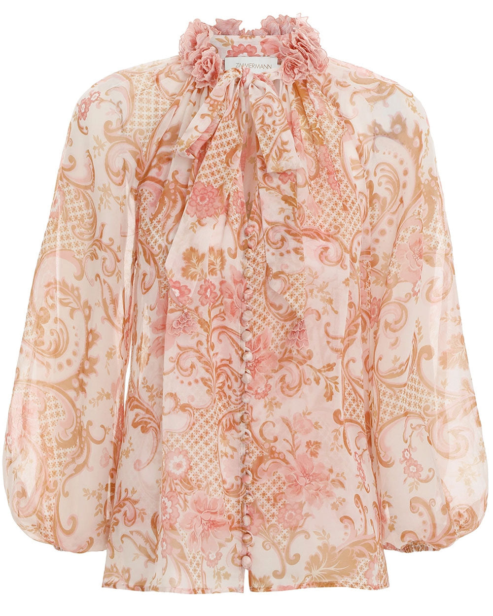 Zimmermann Pink Swirl Floral Lantern Blouse – Stanley Korshak