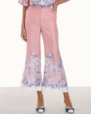 Coral Swirl Floral Kick Flare Pant