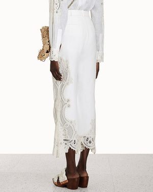 Ivory Embroidered Laurel Pant