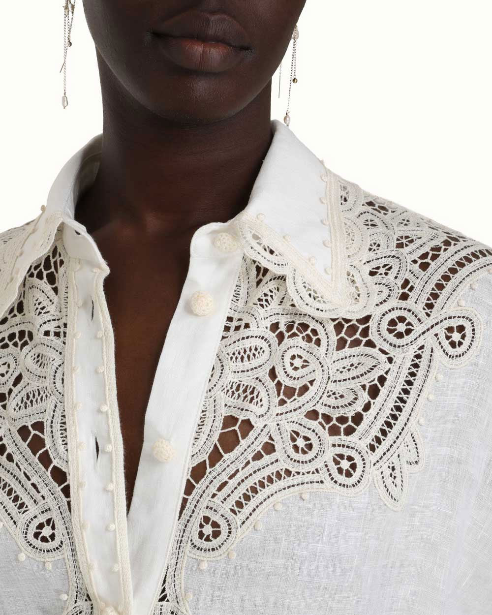 Ivory Embroidered Laurel Shirt
