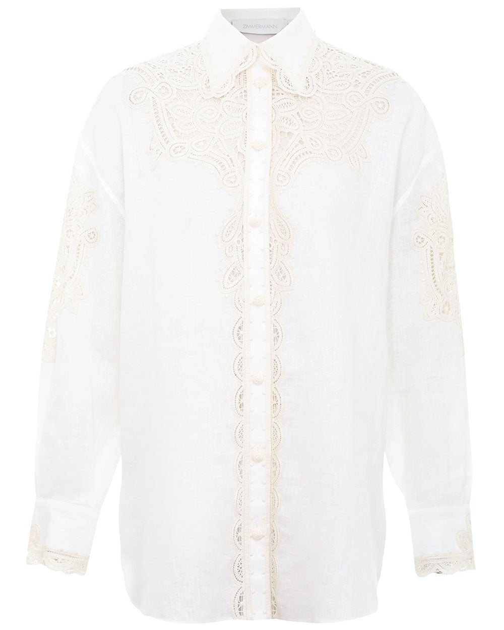 Ivory Embroidered Laurel Shirt