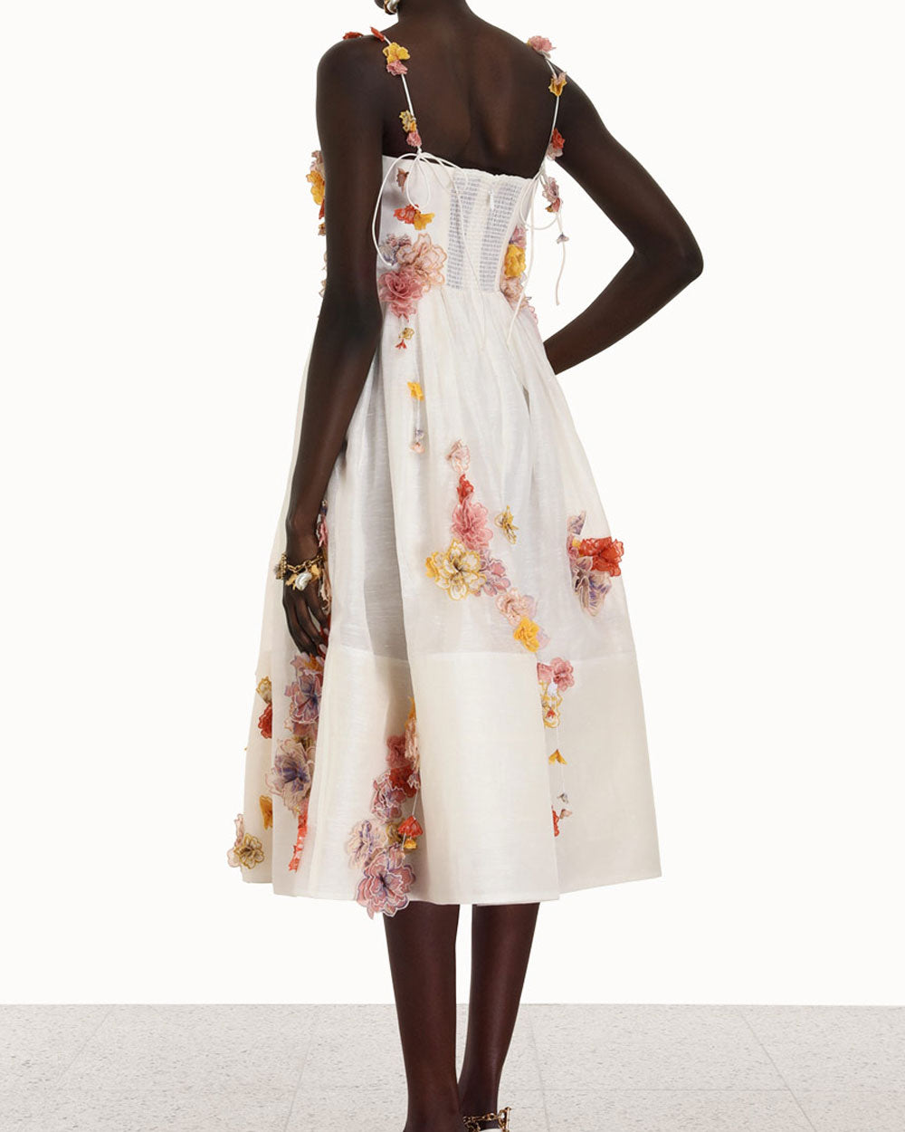 Ivory Floral Midi Dress