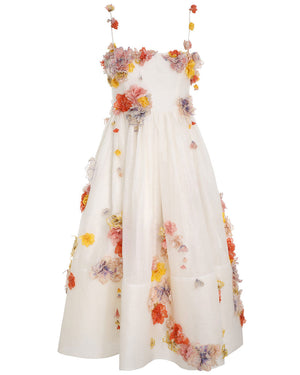 Ivory Floral Midi Dress