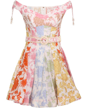 Spliced Floral Postcard Mini Dress