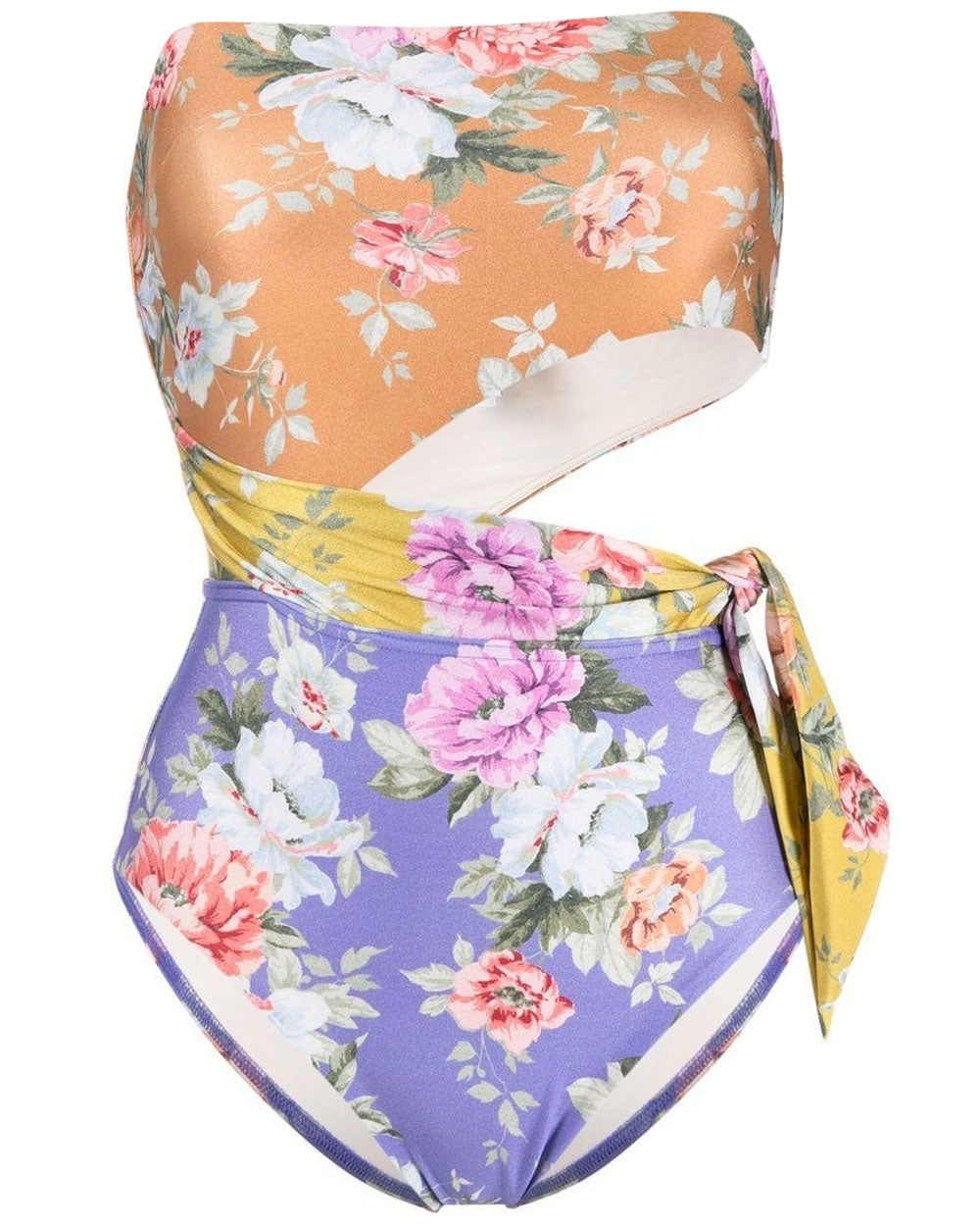 Spliced Scarf Print Once Piece Swimsuit