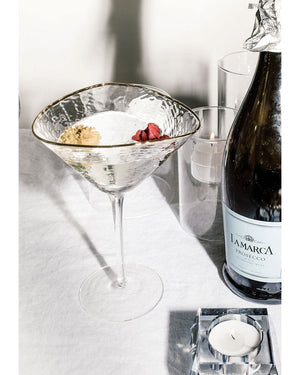 Apertivo Triangular Martini Glass with Gold Rim