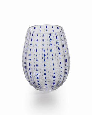 Stemless Glass with Blue Dots