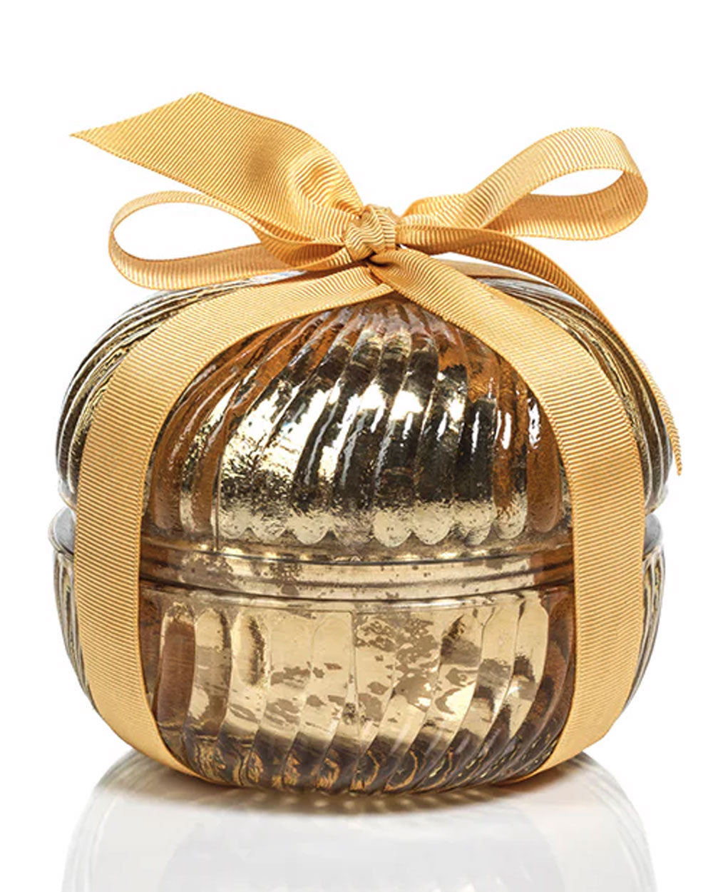Gold Fluted Large Round Glass Candle
