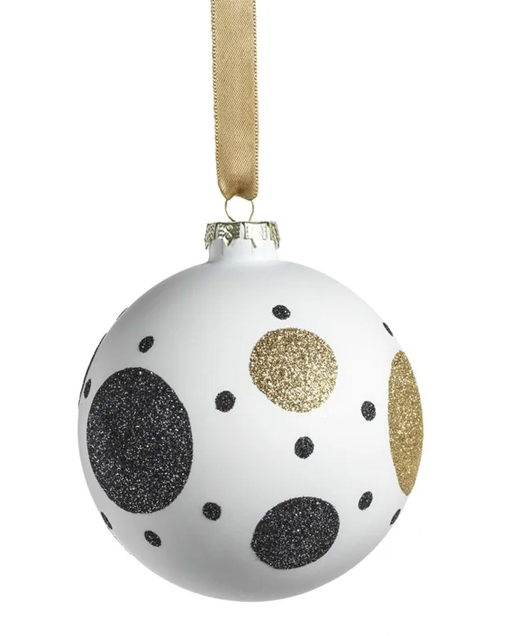 Large Glass Black and Gold Dot Ornament
