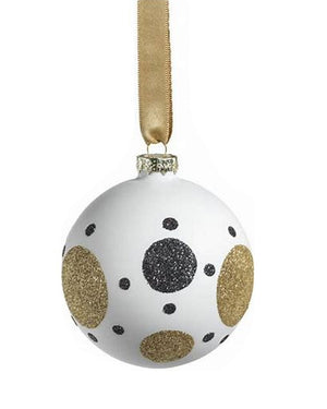 Medium Glass Black and Gold Dot Ornament
