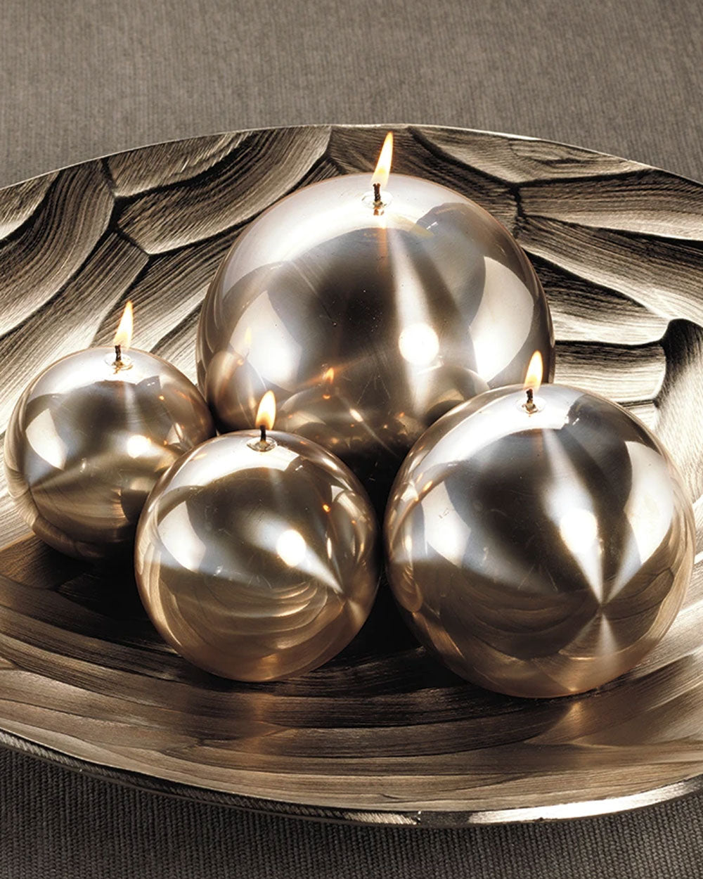 Large Metallic Gold and Bronze Metallic Ball Candle