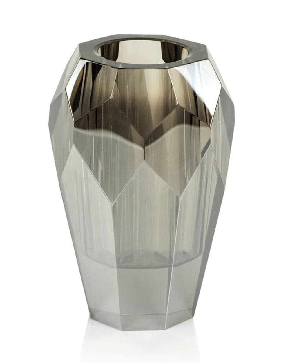 Smoke Venzia Cut Crystal Vase