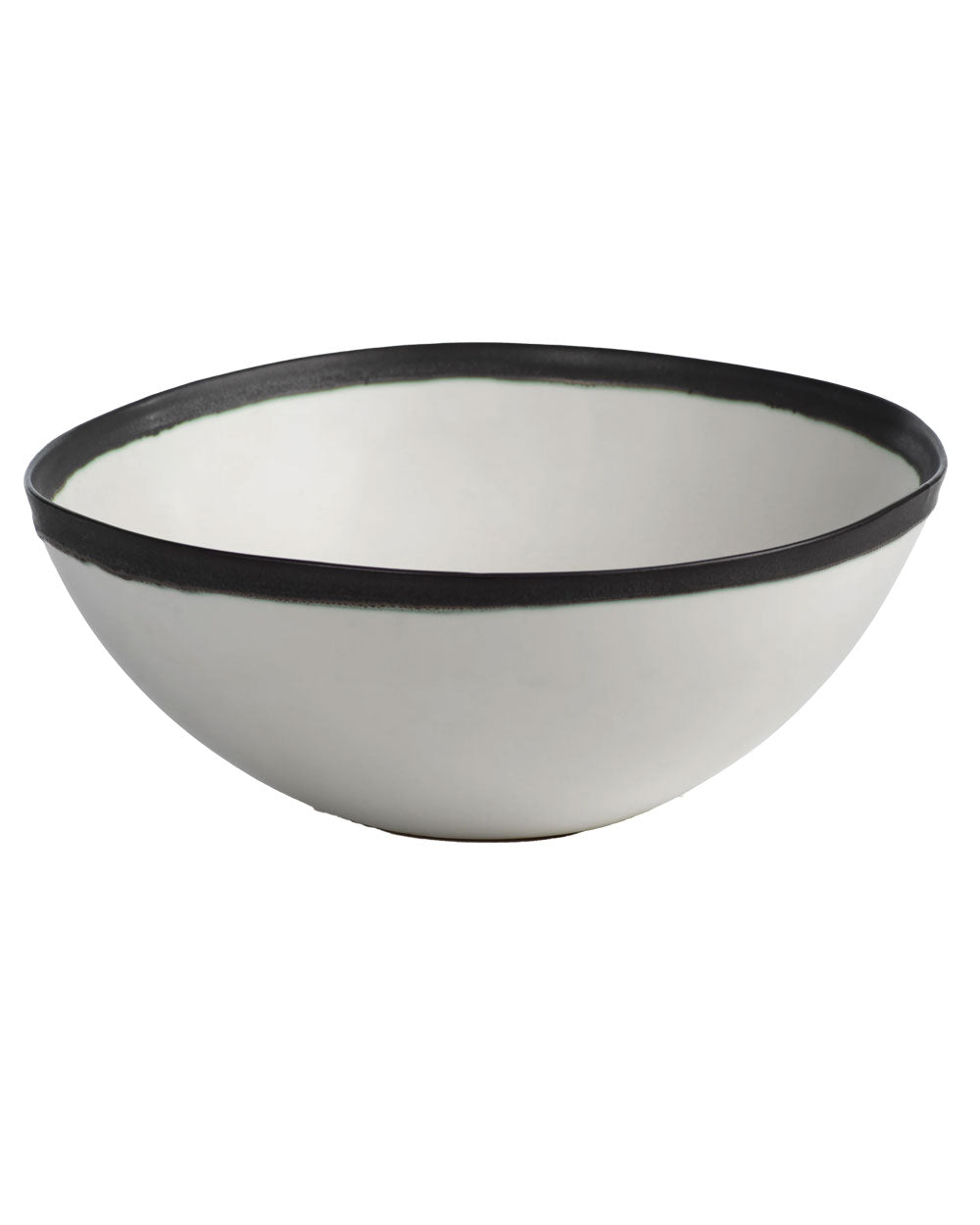 Trento White Ceramic Bowl with Black Volcanic Rim