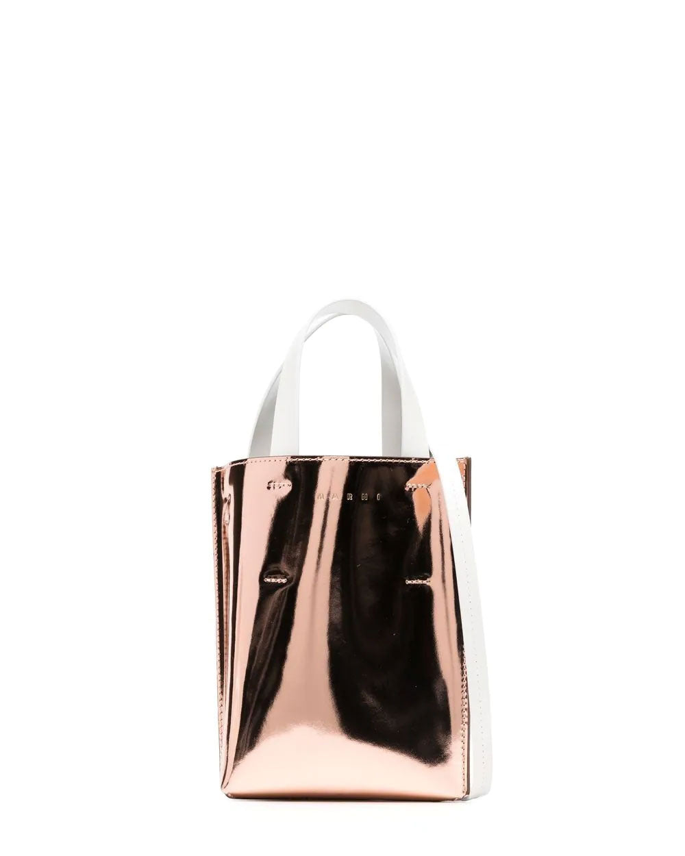 Museo Nano Bag in Rose Gold Mirrored Leather