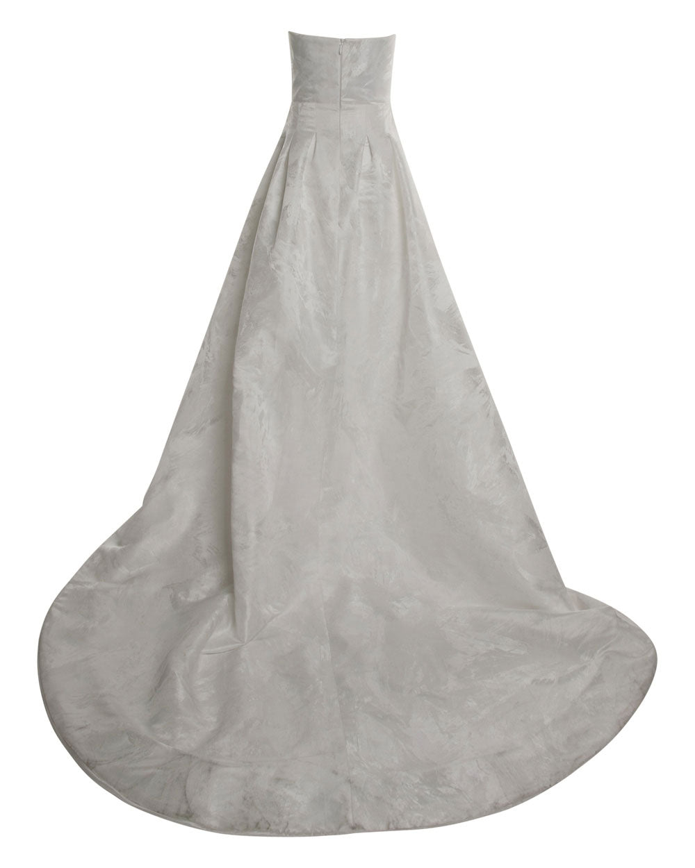 White Painted Metallic Italian Jacquard Strapless Ballgown