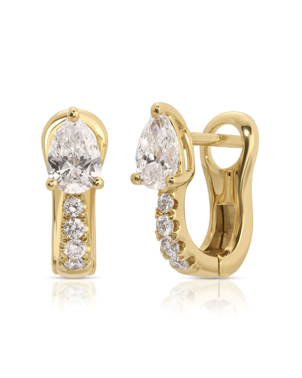 18k Yellow Gold Diamond Huggie Earrings