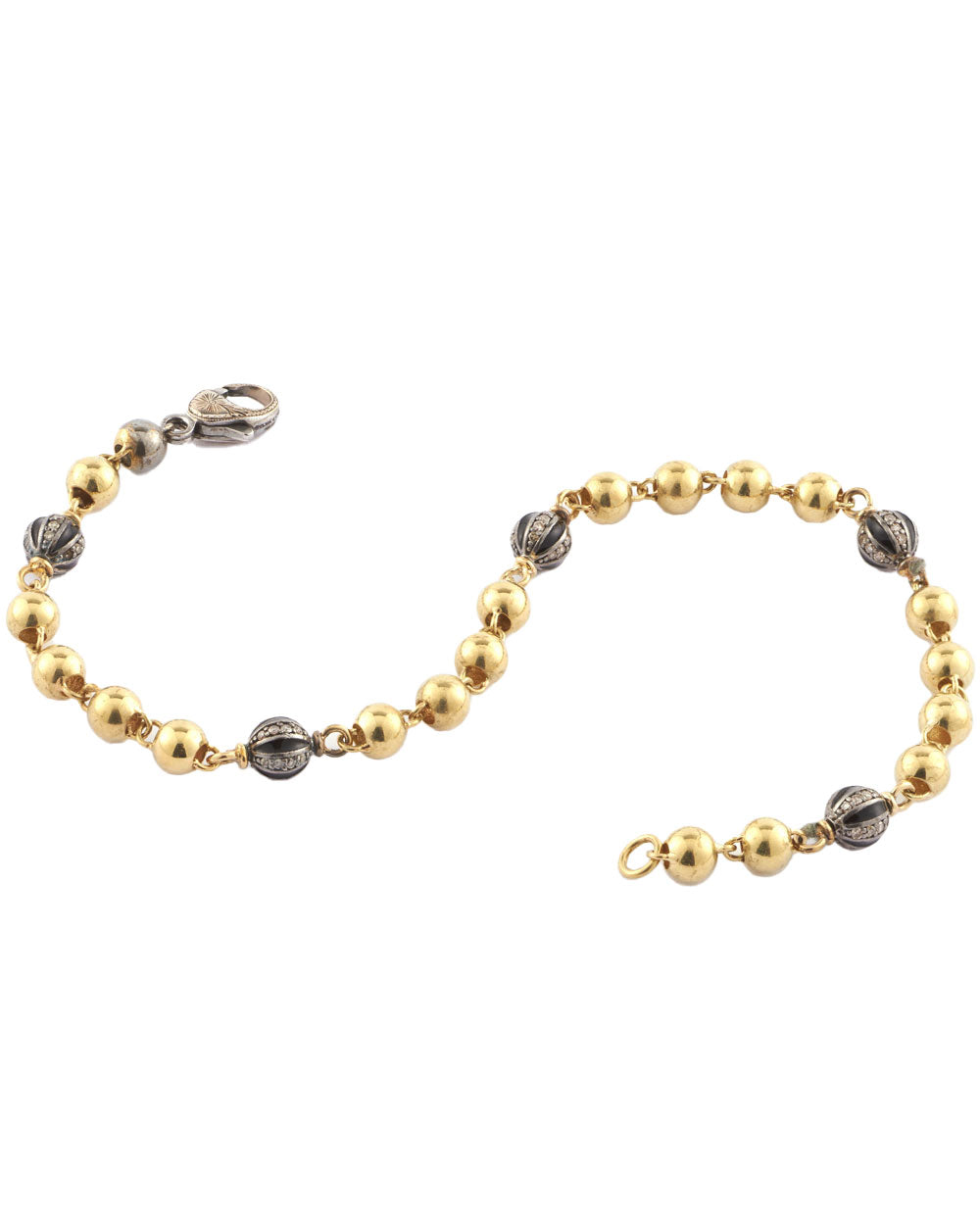 18k Yellow Gold Boule Diamond Bracelet