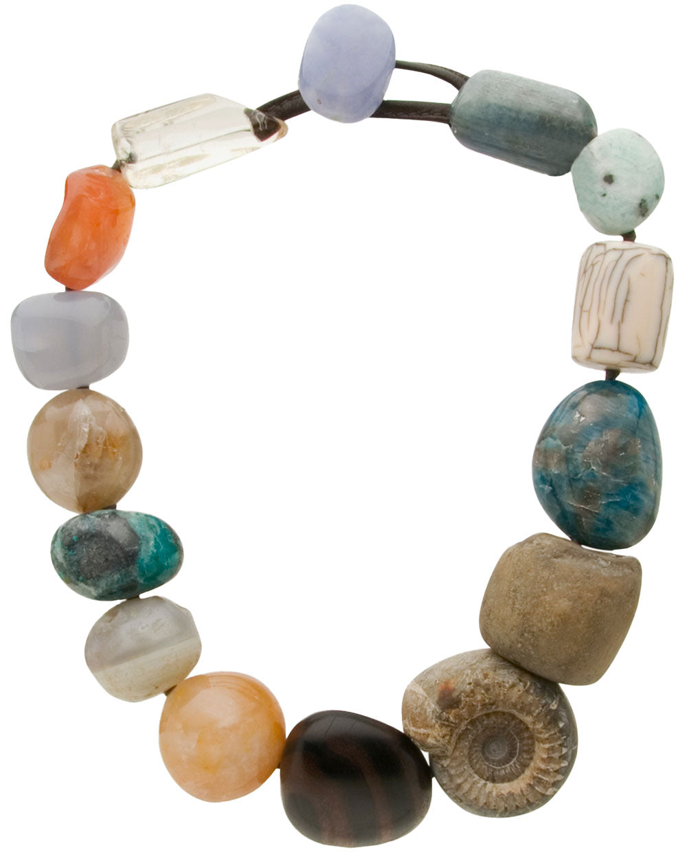 Chalcedony Multi Stone Shell Nugget Necklace