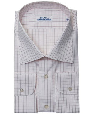 Burgundy and White Large Graph Check Dress Shirt