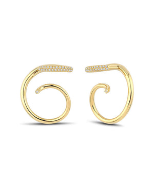 18k Yellow Gold Coil Diamond Earrings