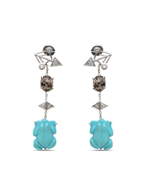 Diamond and Turquoise Drop Earrings